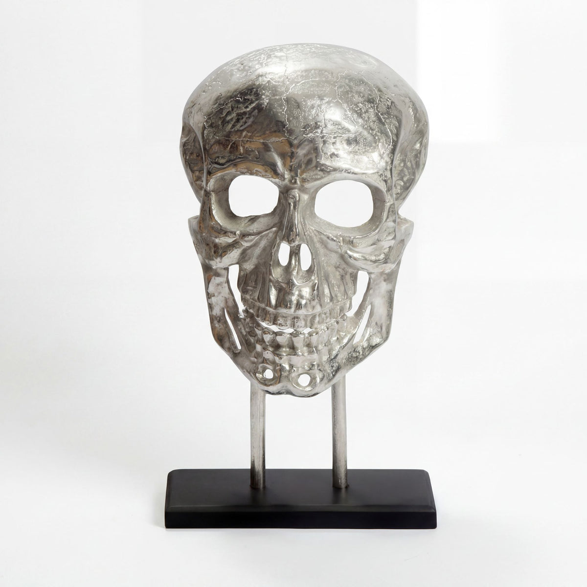 Standdeko Totenkopf Aluminium 57 cm Schädel Groß - Design Standdekoration Metall Deko Alu