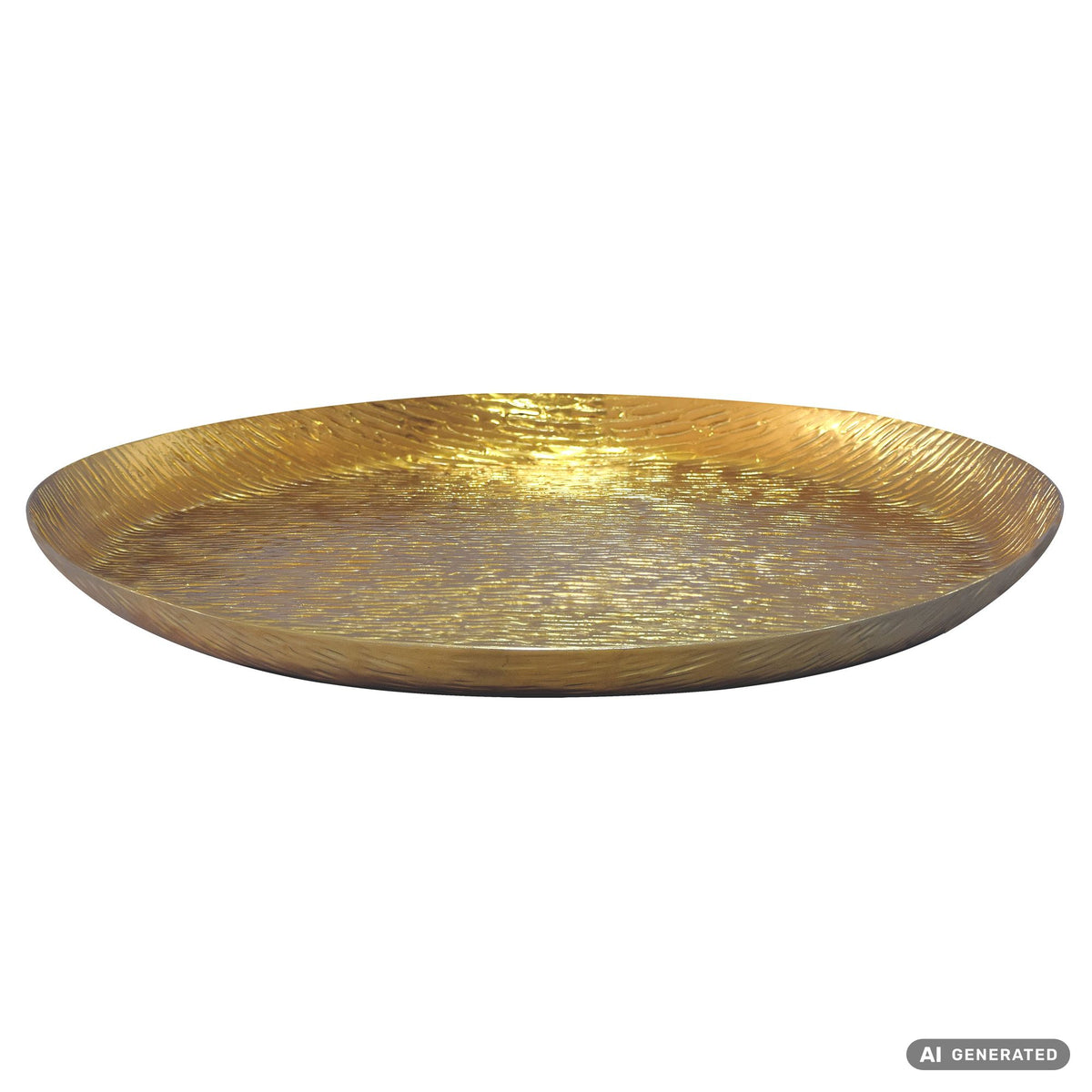 Dekoschale Gold Aluminium 50cm Rund - Design Standdeko Metall - Schmuckteller Tisch Deko