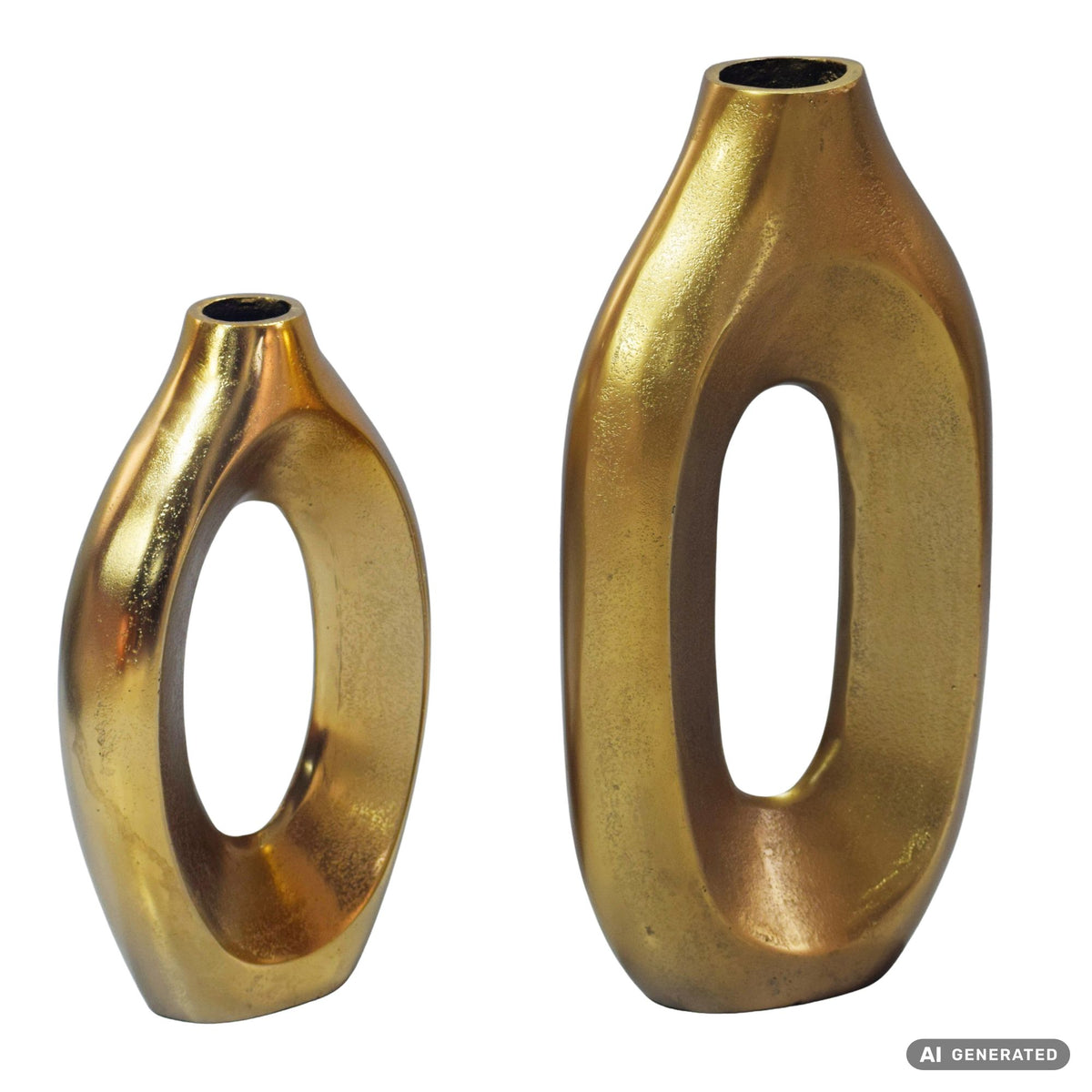 Dekovase 2er Set Metall - Design Blumenvase Groß - Metallvase Modern - Standvase für