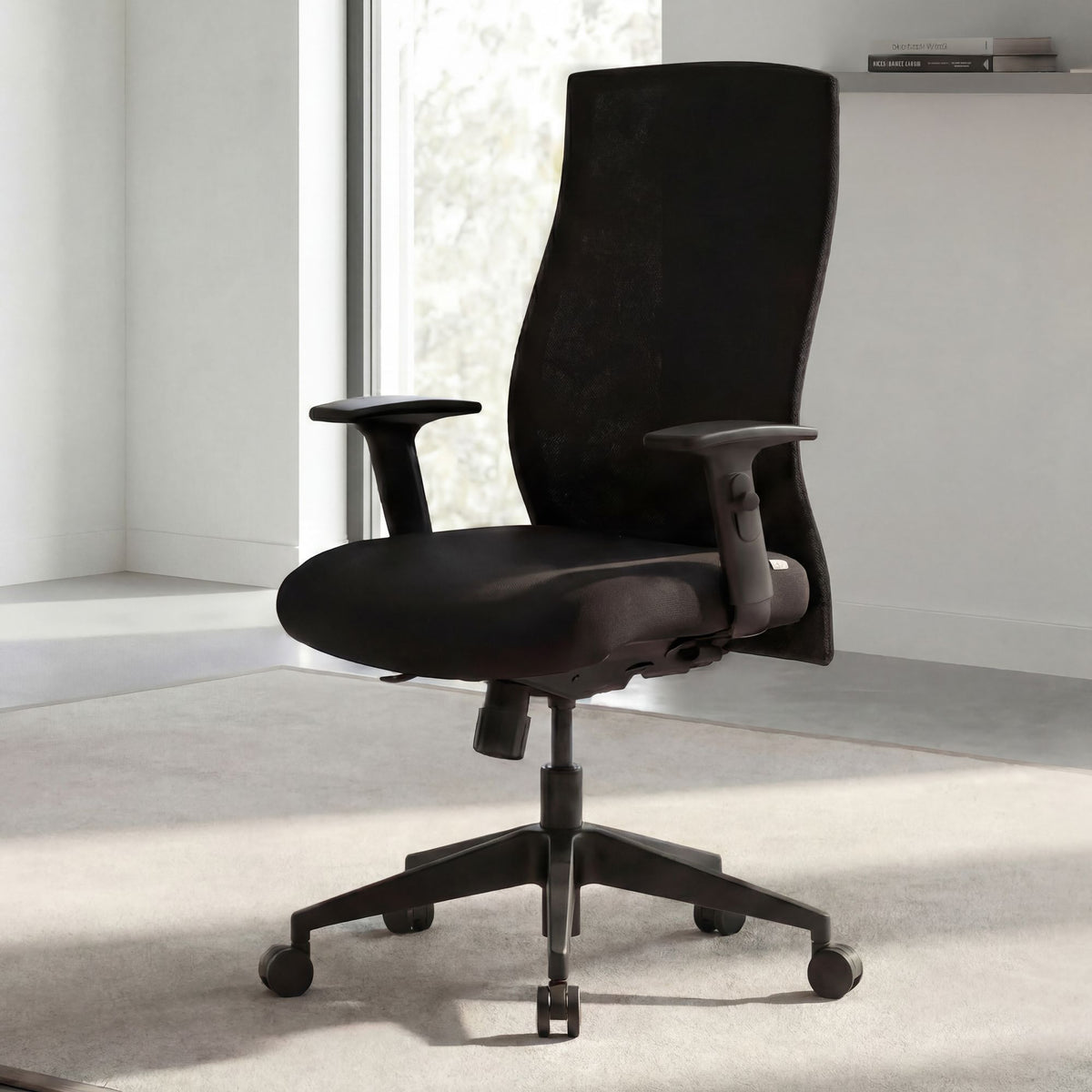 Bürostuhl Bezug Stoff Schwarz Schreibtischstuhl Design Chefsessel Armlehne Drehstuhl