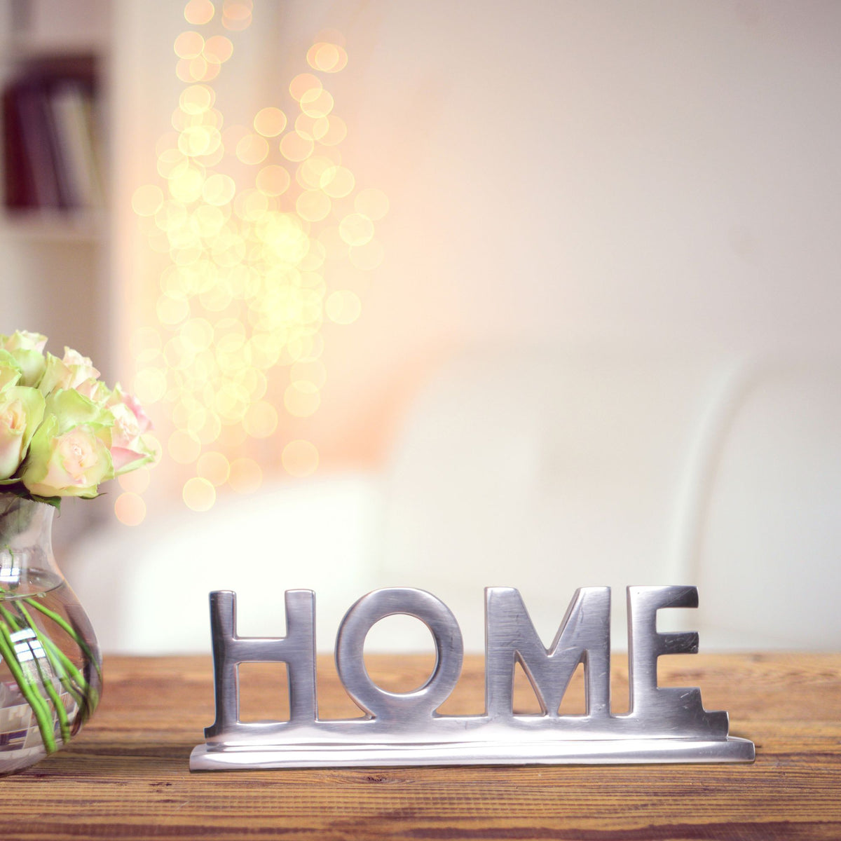 Home Deko Schriftzug Design Wohnzimmer Ess-Tisch- Dekoration Wohnung Alu Aluminium