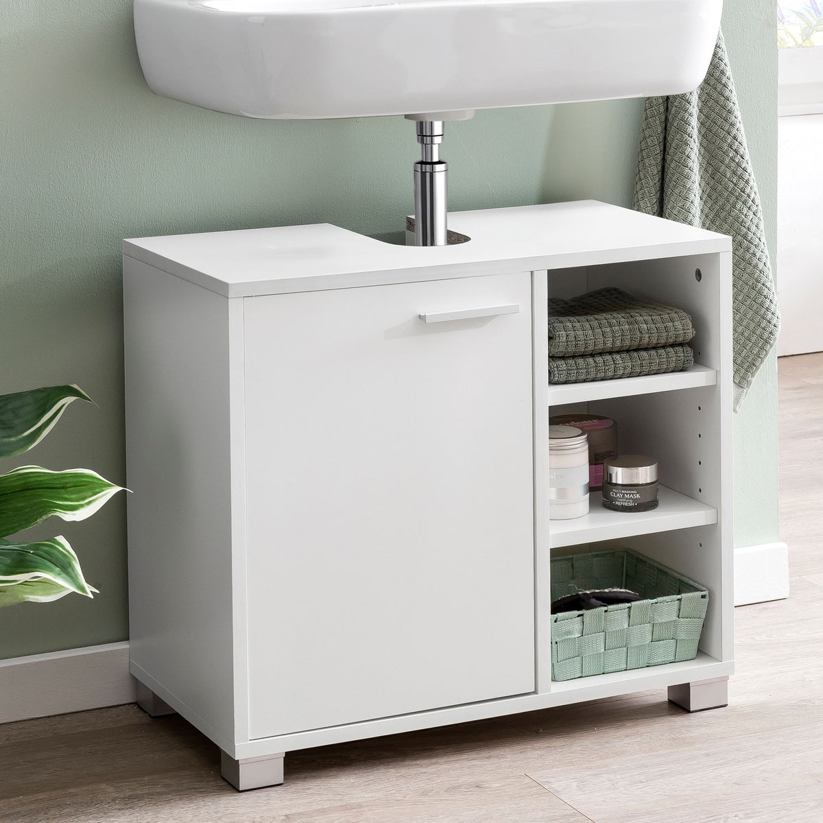 Waschbeckenunterschrank 60x55x32 cm weiß mit Tür, Unterschrank Waschbecken Badezimmer