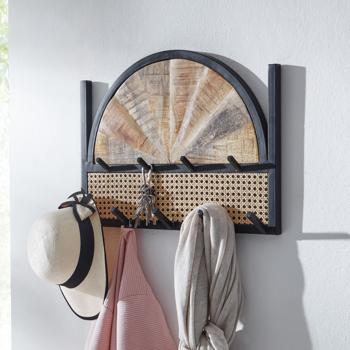 Wandgarderobe Mango Massivholz 53 cm - Garderobenpaneel massiv Holz - Wand